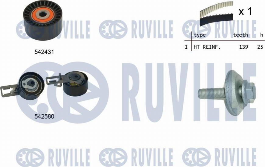 Ruville 550386 - Комплект зубчатого ремня ГРМ autospares.lv