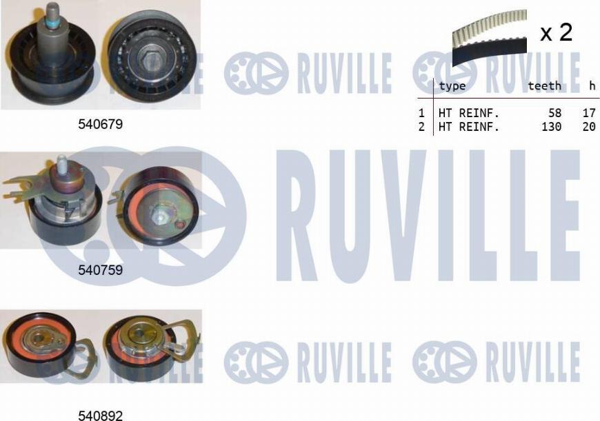 Ruville 550381 - Комплект зубчатого ремня ГРМ autospares.lv