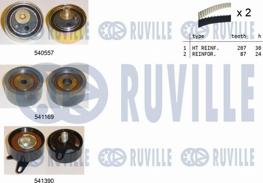 Ruville 550383 - Комплект зубчатого ремня ГРМ autospares.lv