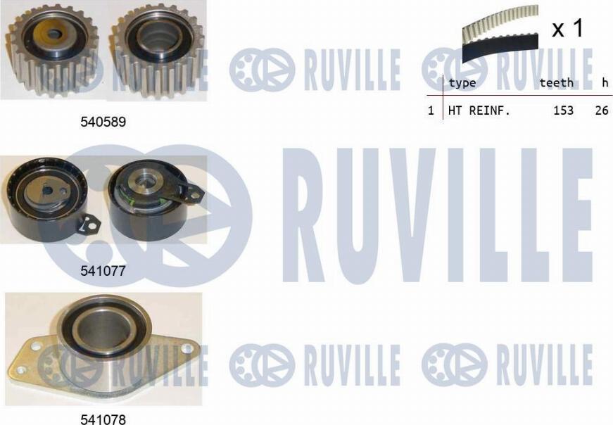 Ruville 550382 - Комплект зубчатого ремня ГРМ autospares.lv
