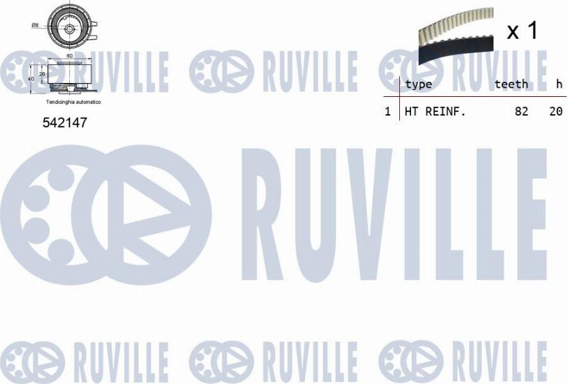 Ruville 550334 - Комплект зубчатого ремня ГРМ autospares.lv