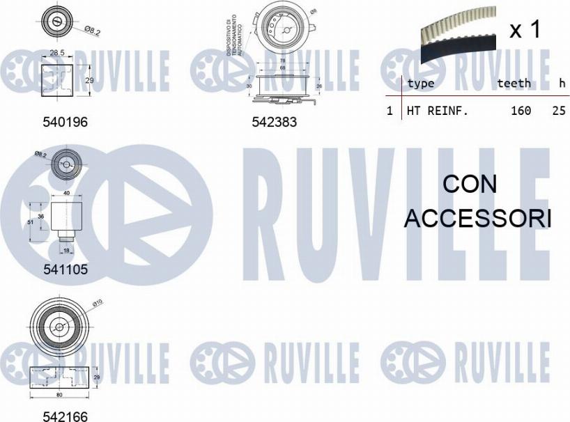 Ruville 550333 - Комплект зубчатого ремня ГРМ autospares.lv