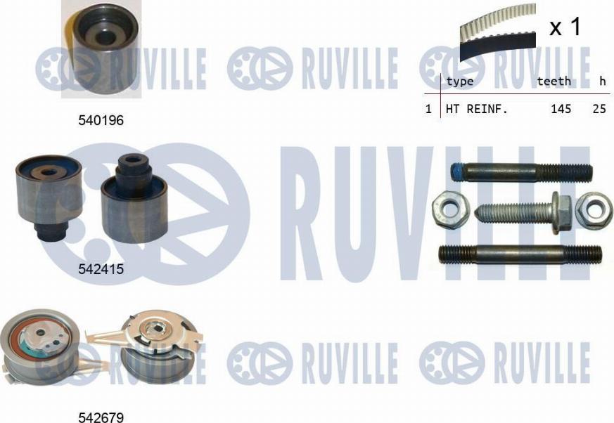 Ruville 550376 - Комплект зубчатого ремня ГРМ autospares.lv