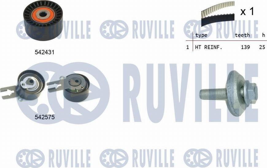 Ruville 550370 - Комплект зубчатого ремня ГРМ autospares.lv