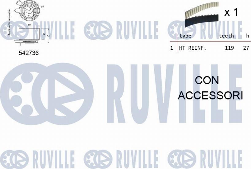 Ruville 550378 - Комплект зубчатого ремня ГРМ autospares.lv