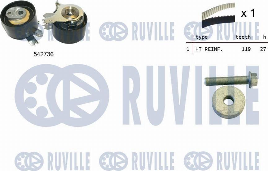 Ruville 550501 - Комплект зубчатого ремня ГРМ autospares.lv