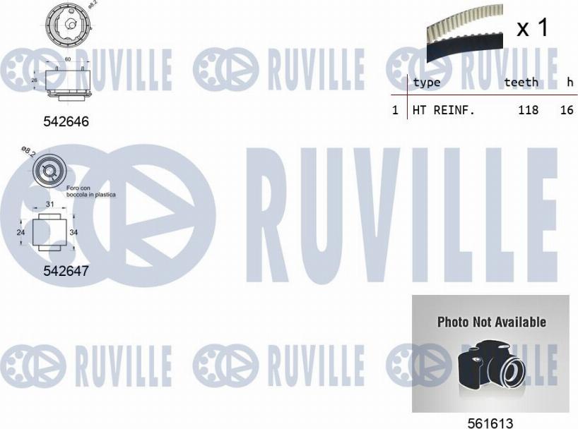 Ruville 5503772 - Водяной насос + комплект зубчатого ремня ГРМ autospares.lv