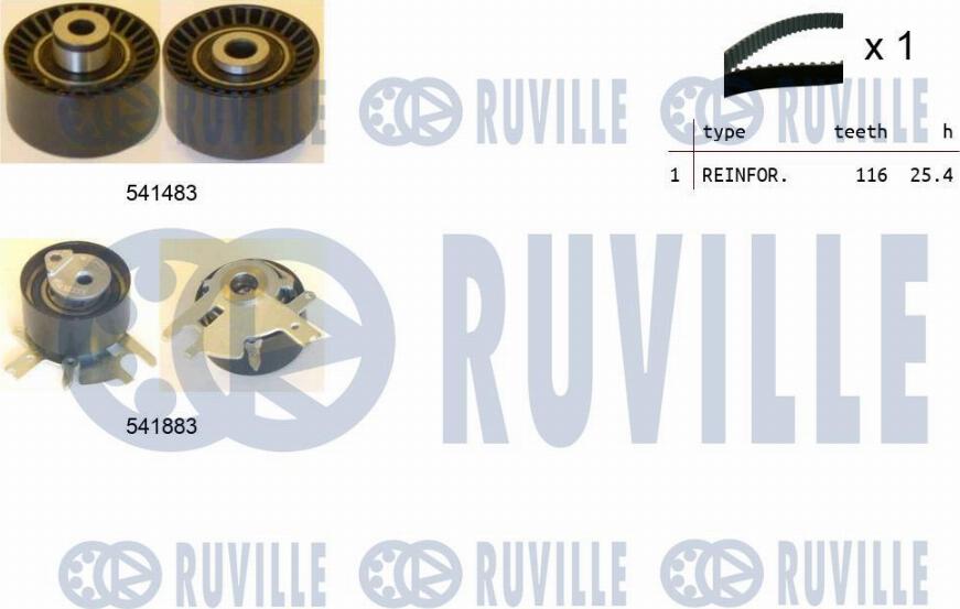 Ruville 550296 - Комплект зубчатого ремня ГРМ autospares.lv
