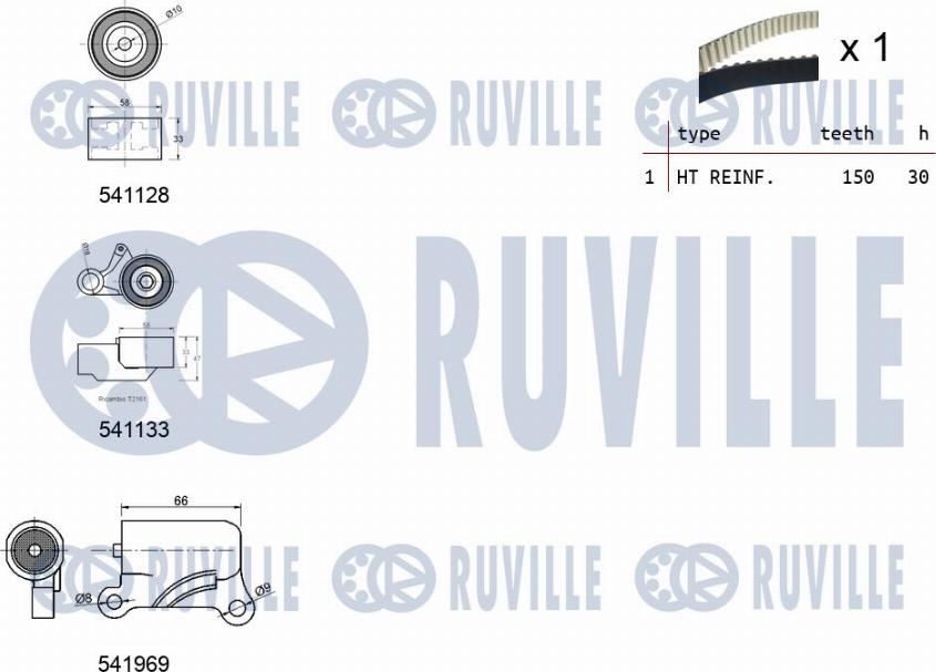 Ruville 550291 - Комплект зубчатого ремня ГРМ autospares.lv