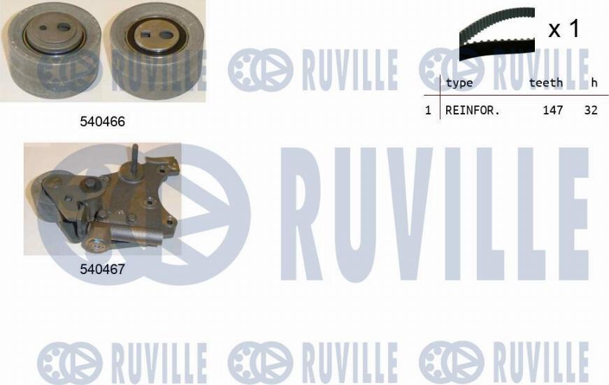 Ruville 550259 - Комплект зубчатого ремня ГРМ autospares.lv