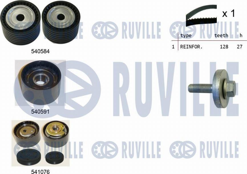 Ruville 550254 - Комплект зубчатого ремня ГРМ autospares.lv