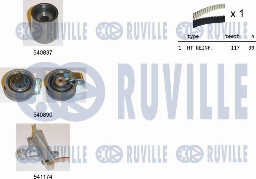 Ruville 550255 - Комплект зубчатого ремня ГРМ autospares.lv