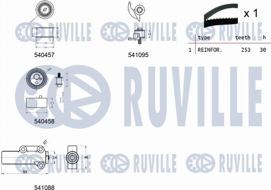 Ruville 550253 - Комплект зубчатого ремня ГРМ autospares.lv