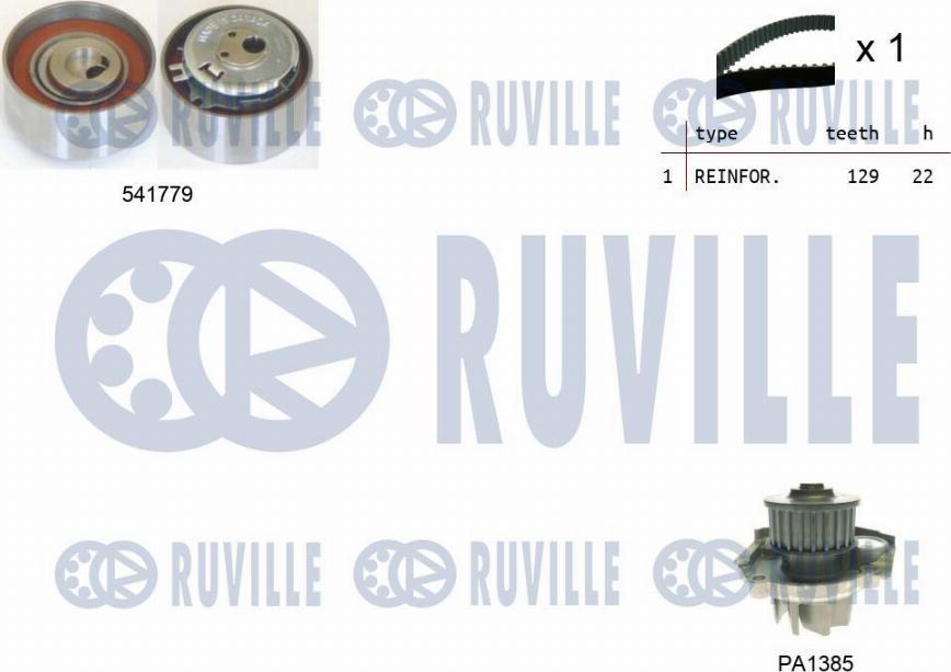 Ruville 5502642 - Водяной насос + комплект зубчатого ремня ГРМ autospares.lv