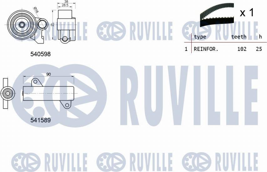 Ruville 550267 - Комплект зубчатого ремня ГРМ autospares.lv