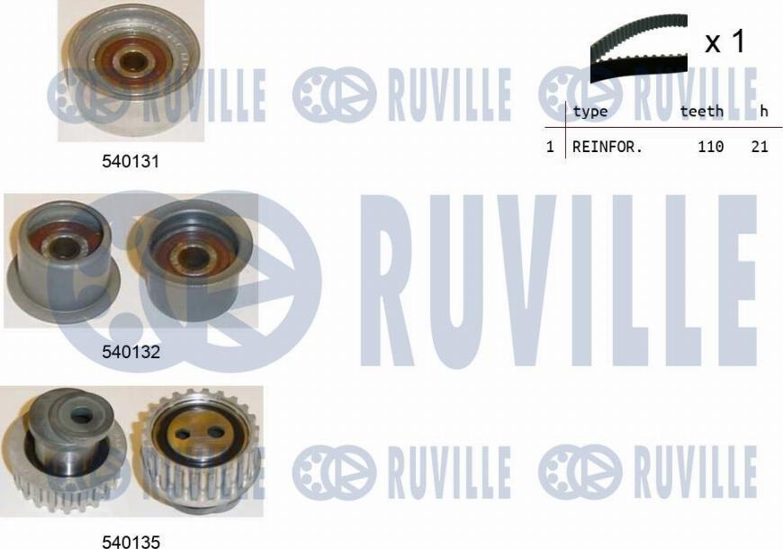 Ruville 550204 - Комплект зубчатого ремня ГРМ autospares.lv