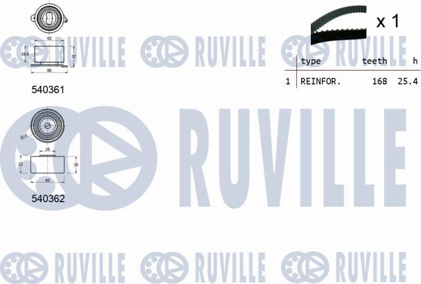 Ruville 550201 - Комплект зубчатого ремня ГРМ autospares.lv