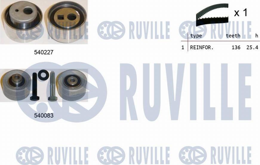 Ruville 550219 - Комплект зубчатого ремня ГРМ autospares.lv