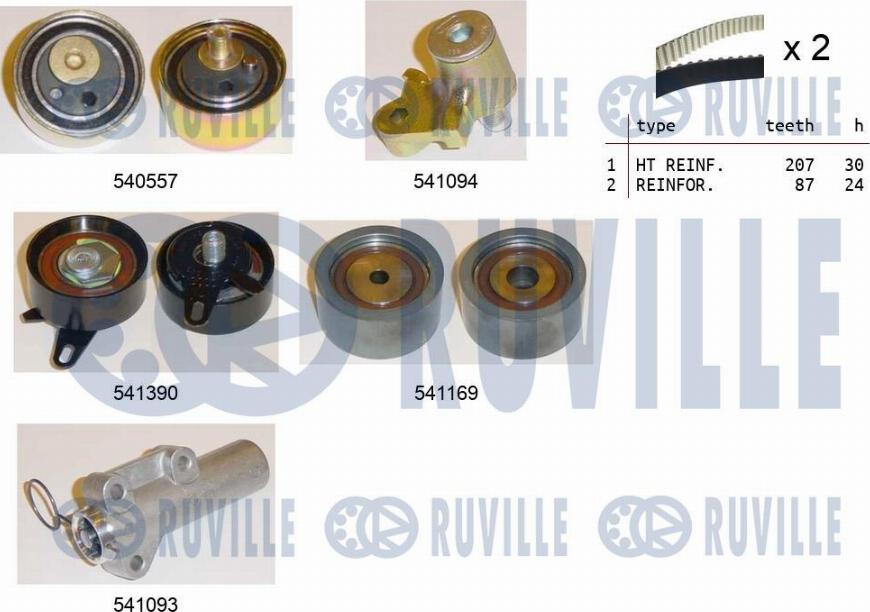 Ruville 550283 - Комплект зубчатого ремня ГРМ autospares.lv