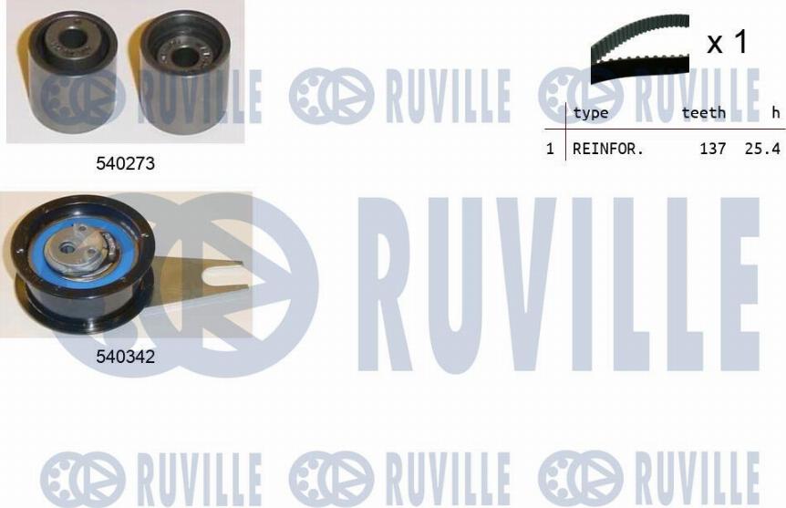 Ruville 550234 - Комплект зубчатого ремня ГРМ autospares.lv