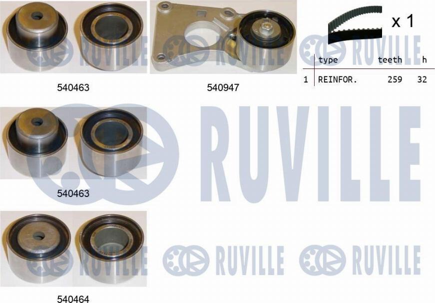 Ruville 550222 - Комплект зубчатого ремня ГРМ autospares.lv