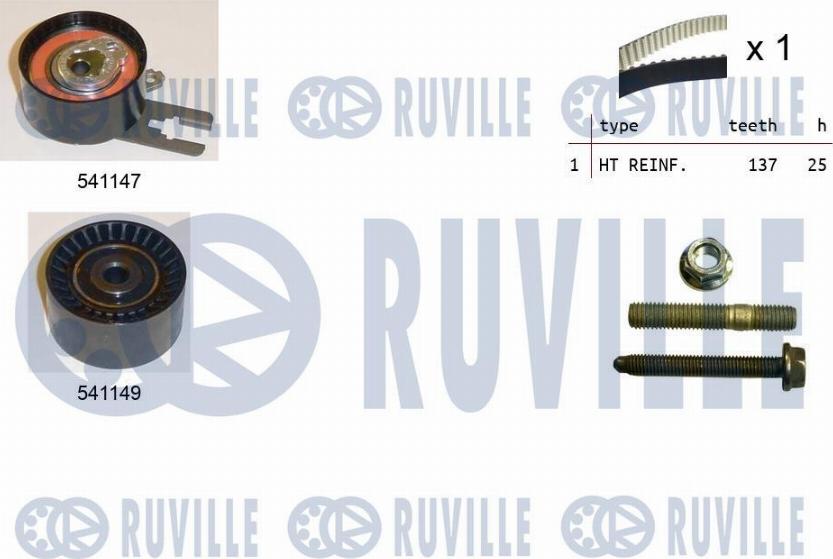 Ruville 550279 - Комплект зубчатого ремня ГРМ autospares.lv
