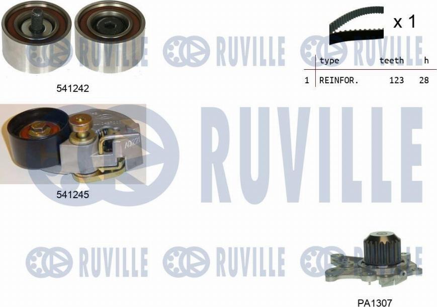 Ruville 5502751 - Водяной насос + комплект зубчатого ремня ГРМ autospares.lv