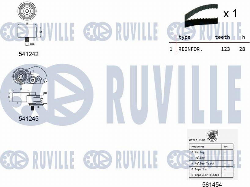 Ruville 5502752 - Водяной насос + комплект зубчатого ремня ГРМ autospares.lv