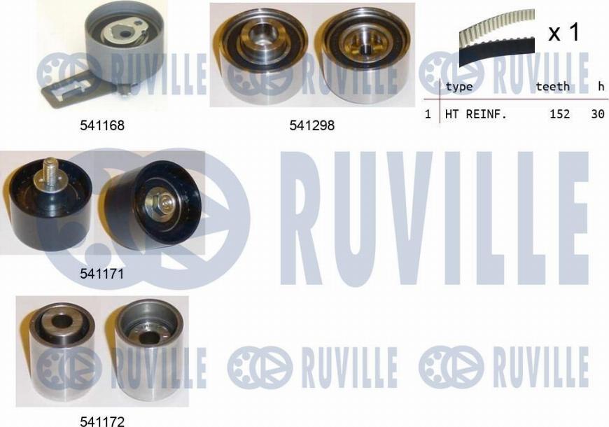 Ruville 550273 - Комплект зубчатого ремня ГРМ autospares.lv