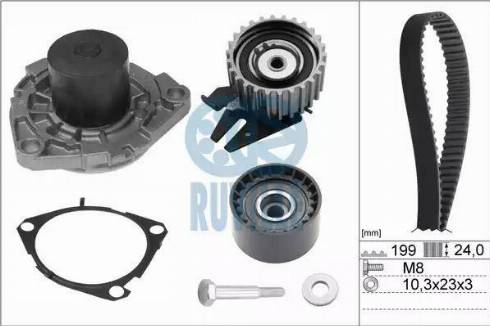 Ruville 55898711 - Водяной насос + комплект зубчатого ремня ГРМ autospares.lv