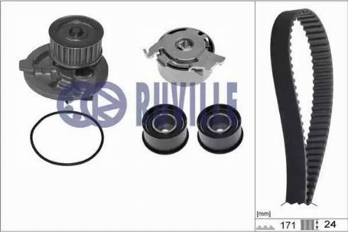 Ruville 55342701 - Водяной насос + комплект зубчатого ремня ГРМ autospares.lv