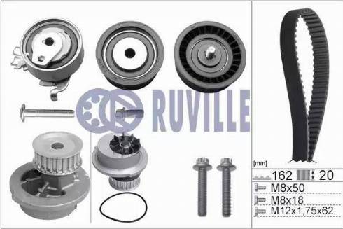 Ruville 55327731 - Водяной насос + комплект зубчатого ремня ГРМ autospares.lv