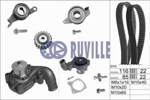 Ruville 55214702 - Водяной насос + комплект зубчатого ремня ГРМ autospares.lv