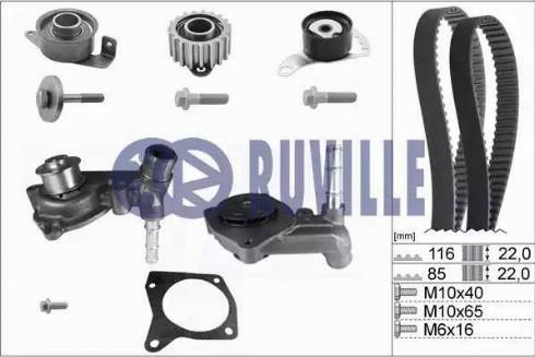 Ruville 55214713 - Водяной насос + комплект зубчатого ремня ГРМ autospares.lv