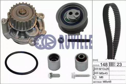 Ruville 55772701 - Водяной насос + комплект зубчатого ремня ГРМ autospares.lv