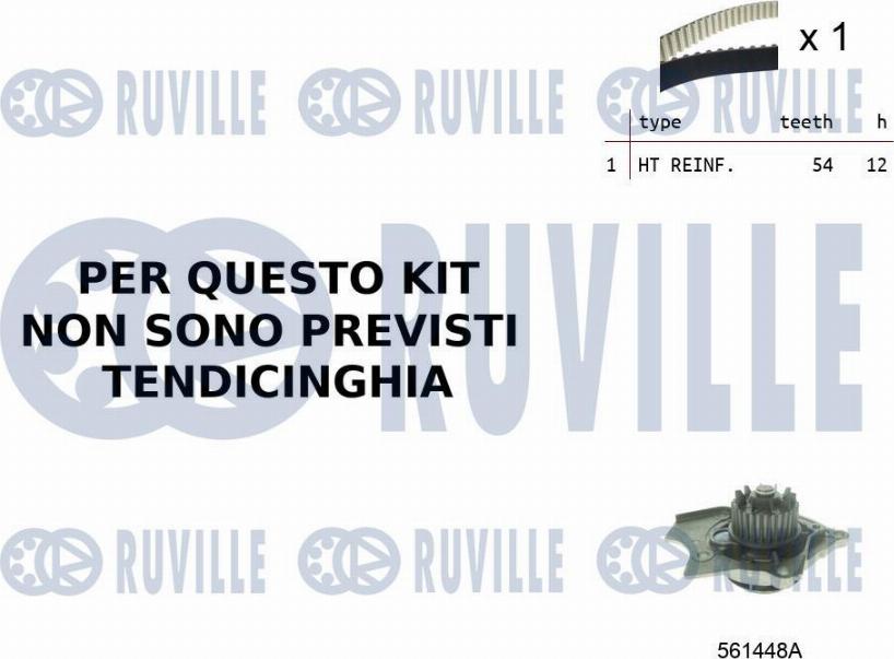 Ruville 55B0021 - Водяной насос + комплект зубчатого ремня ГРМ autospares.lv