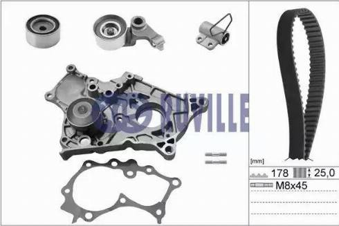 Ruville 56951711 - Водяной насос + комплект зубчатого ремня ГРМ autospares.lv