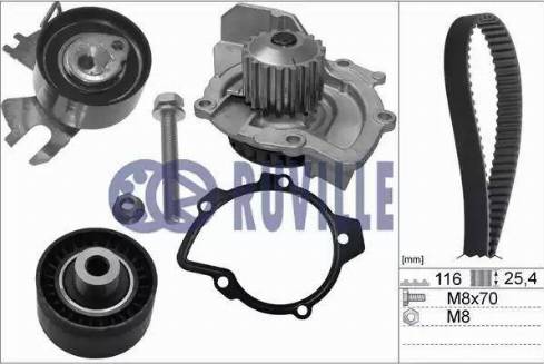 Ruville 56658701 - Водяной насос + комплект зубчатого ремня ГРМ autospares.lv