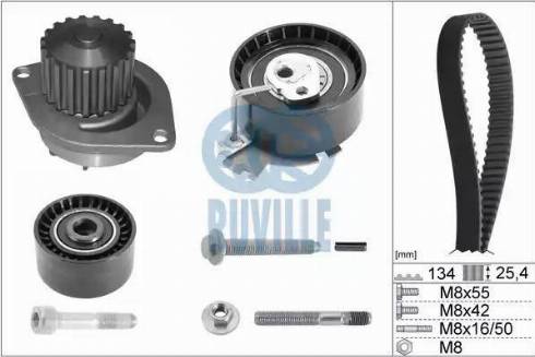 Ruville 56638701 - Водяной насос + комплект зубчатого ремня ГРМ autospares.lv