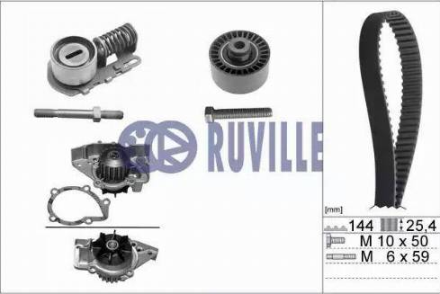 Ruville 56623701 - Водяной насос + комплект зубчатого ремня ГРМ autospares.lv