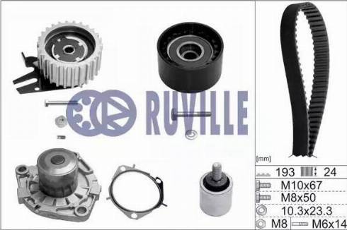 Ruville 56036721 - Водяной насос + комплект зубчатого ремня ГРМ autospares.lv