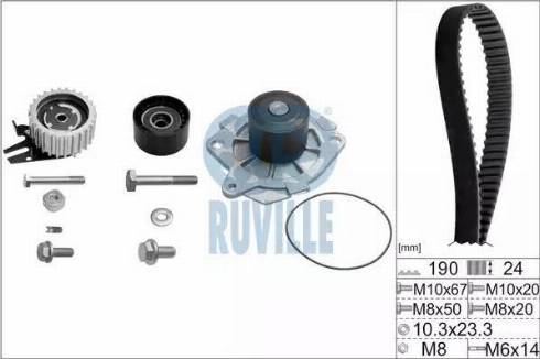 Ruville 56036771 - Водяной насос + комплект зубчатого ремня ГРМ autospares.lv