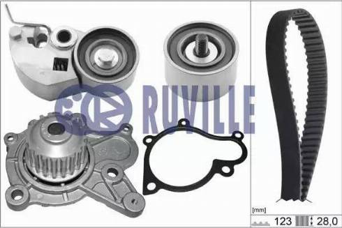 Ruville 58432701 - Водяной насос + комплект зубчатого ремня ГРМ autospares.lv