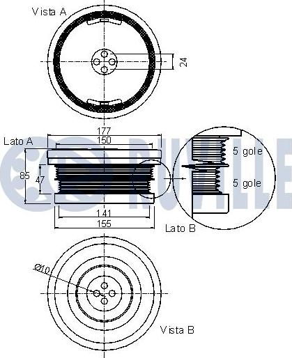 Ruville 520084 - Шкив коленчатого вала autospares.lv