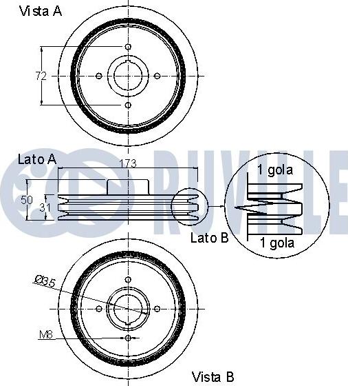 Ruville 520205 - Шкив коленчатого вала autospares.lv