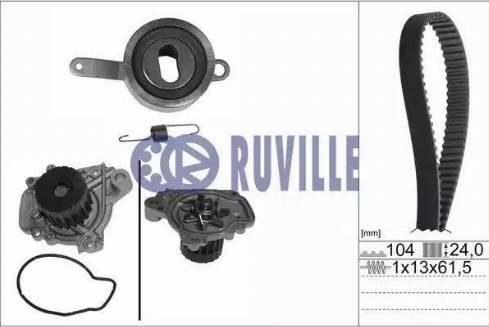 Ruville 57403711 - Водяной насос + комплект зубчатого ремня ГРМ autospares.lv