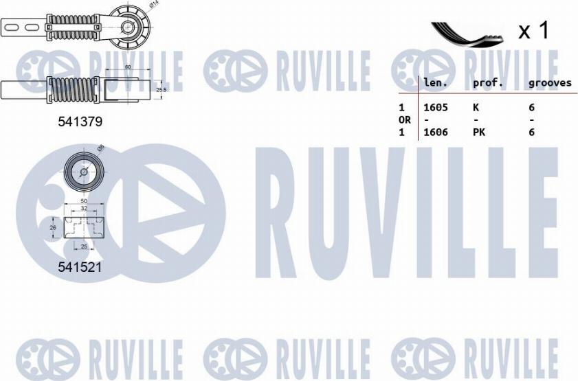 Ruville 570059 - Поликлиновый ременный комплект autospares.lv