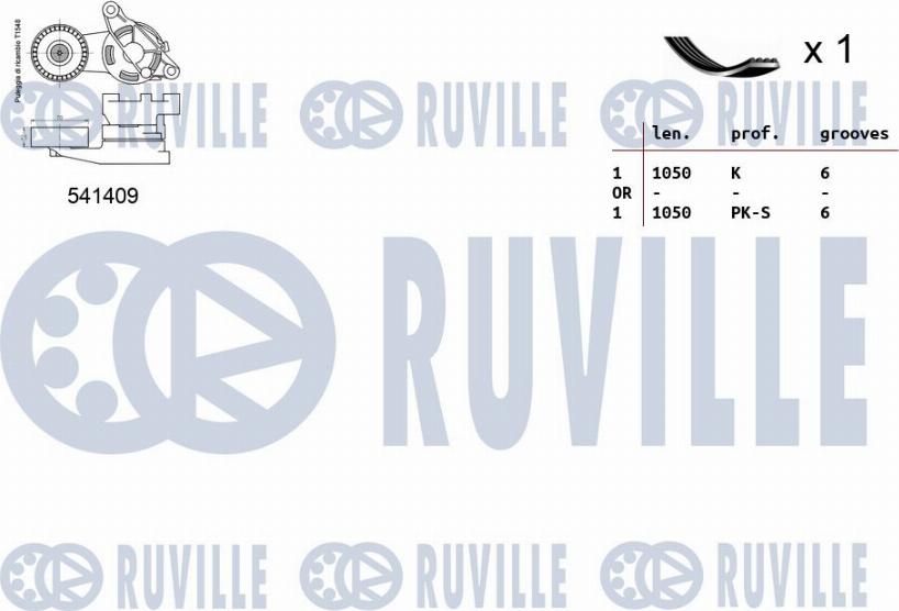 Ruville 570089 - Поликлиновый ременный комплект autospares.lv