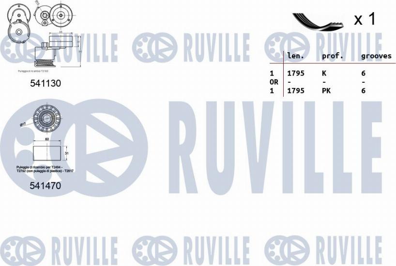 Ruville 570080 - Поликлиновый ременный комплект autospares.lv