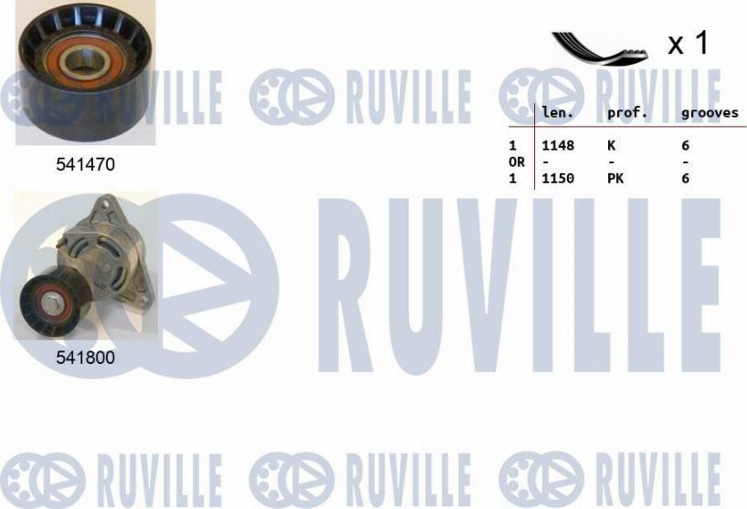 Ruville 570082 - Поликлиновый ременный комплект autospares.lv